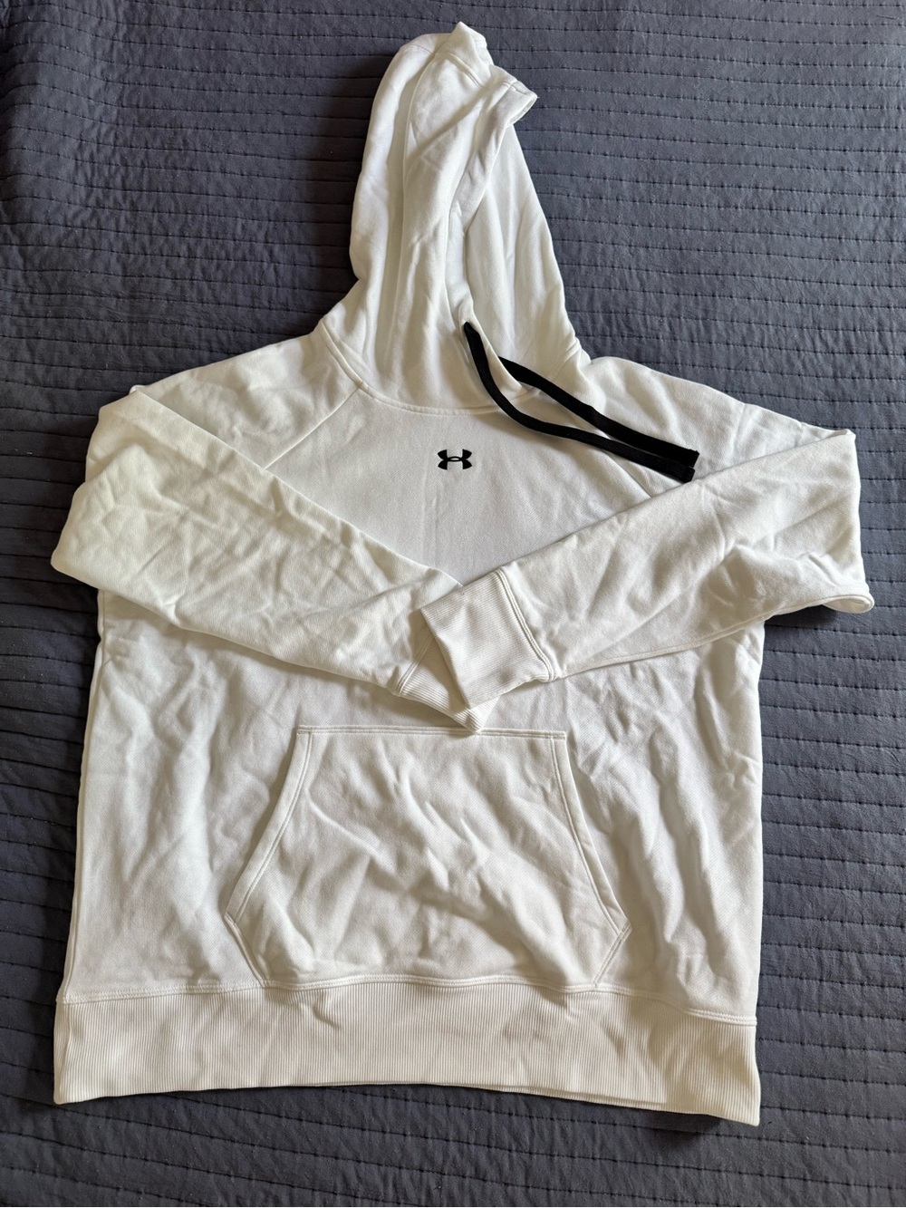 Under Armour White Hoodie with Black Drawstrings NWOT